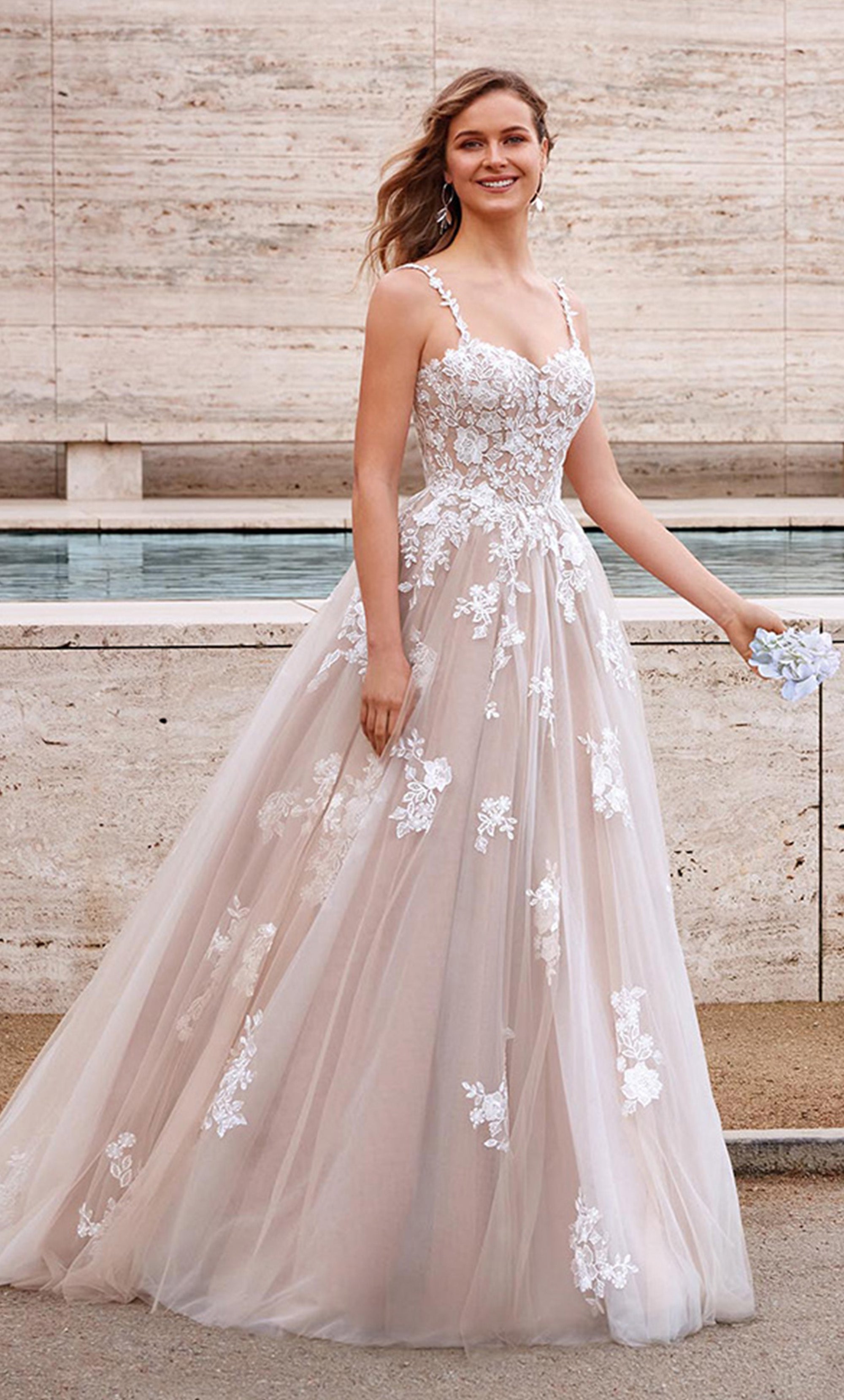 Blush Pink Princess Wedding Gowns with Sleeves – ROYCEBRIDAL OFFICIAL STORE